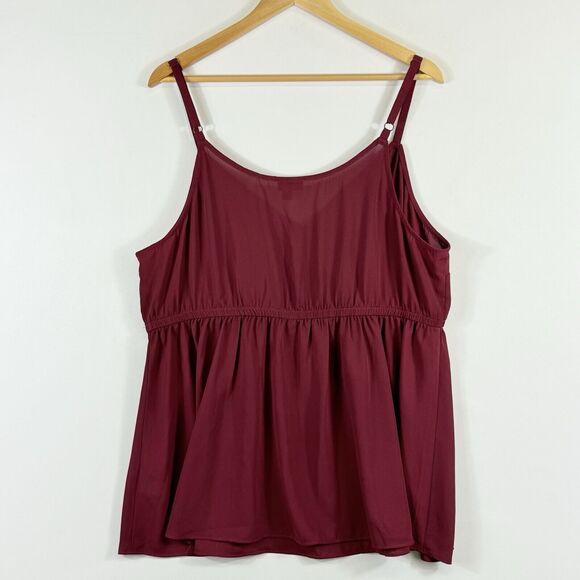 Torrid Maroon Crepe Fit Flare Wrap Front Cami Shirt Strappy Tank Top Womens 2 2X - Picture 4 of 7